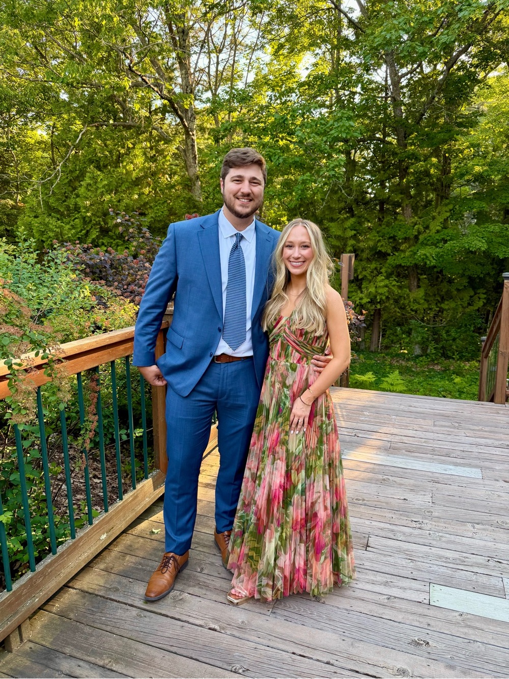 Hutch Strapless Floral Chiffon Gown in Green, Pink and Gold - Picture 5 of 5